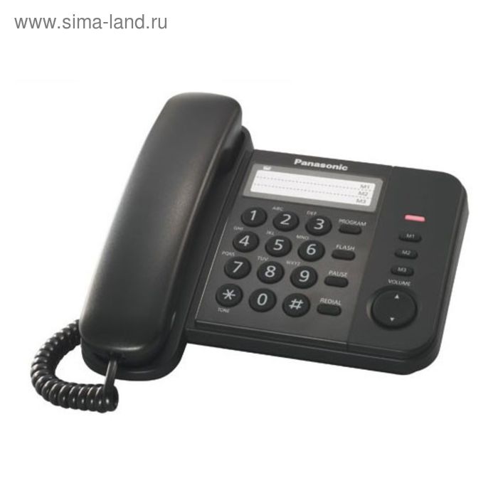 Телефон проводной Panasonic KX-TS2352RUB чёрный - Фото 1