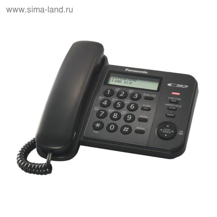 Телефон проводной Panasonic KX-TS2356RUB чёрный - Фото 1
