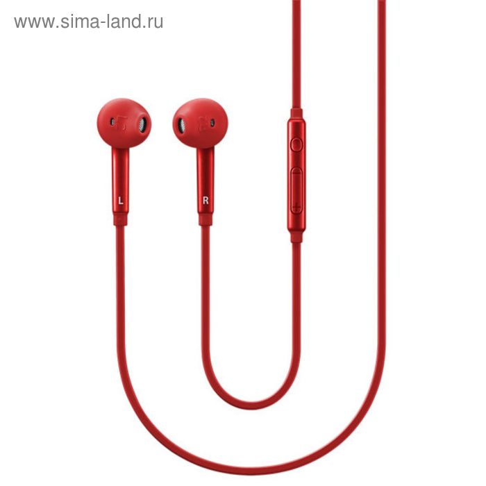 Наушники с микрофоном Samsung EO-EG920L, вкладыши, провод 1.2 м, красные - Фото 1