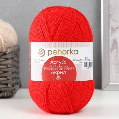 Пряжа "Акрил" 100% акрил 300м/100гр (06-Красный)
