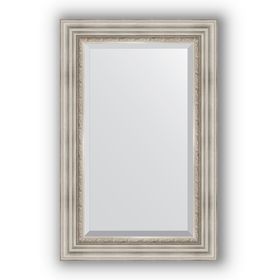 Зеркало с фацетом в багетной раме - римское серебро 88 мм, 56 х 86 см, Evoform