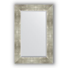 Зеркало с фацетом в багетной раме - алюминий 90 мм, 56 х 86 см, Evoform