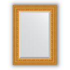 Зеркало с фацетом в багетной раме - сусальное золото 80 мм, 55 х 75 см, Evoform - фото 6050649