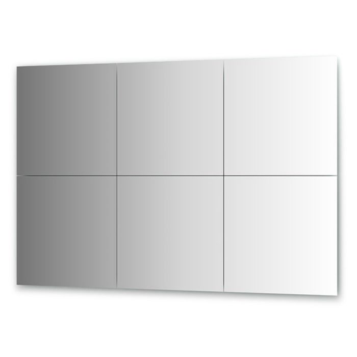 Зеркальная плитка с фацетом 15 мм, - комплект 6 шт квадрат 50 х 50 см, серебро Evoform