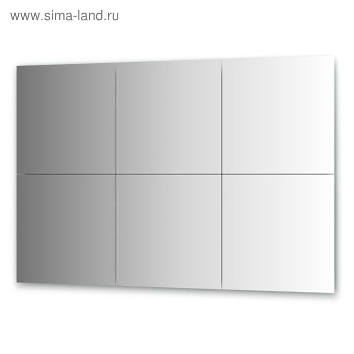 Зеркальная плитка с фацетом 15 мм, - комплект 6 шт квадрат 50 х 50 см, серебро Evoform - Фото 1