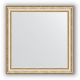 Зеркало в багетной раме - золотые бусы на серебре 60 мм, 65 х 65 см, Evoform