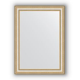 Зеркало в багетной раме - золотые бусы на серебре 60 мм, 55 х 75 см, Evoform