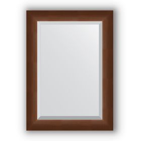 Зеркало с фацетом в багетной раме - орех 65 мм, 52 х 72 см, Evoform