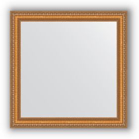 Зеркало в багетной раме - золотые бусы на бронзе 60 мм, 65 х 65 см, Evoform