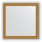 Зеркало в багетной раме - бусы золотые 46 мм, 62 х 62 см, Evoform - фото 306897479