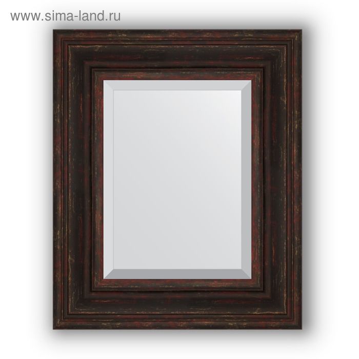 Зеркало с фацетом в багетной раме - тёмный прованс 99 мм, 49 х 59 см, Evoform - Фото 1