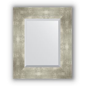 Зеркало с фацетом в багетной раме - алюминий 90 мм, 46 х 56 см, Evoform