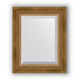 Зеркало с фацетом в багетной раме - состаренное бронза с плетением 70 мм, 43 х 53 см, Evoform