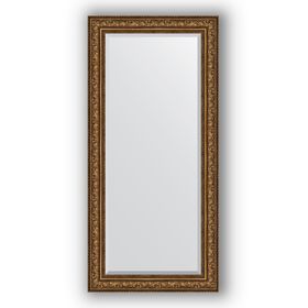 Зеркало с фацетом в багетной раме - виньетка состаренная бронза 109 мм, 80 х 170 см, Evoform