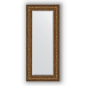 Зеркало с фацетом в багетной раме - виньетка состаренная бронза 109 мм, 60 х 140 см, Evoform