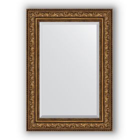 Зеркало с фацетом в багетной раме - виньетка состаренная бронза 109 мм, 70 х 100 см, Evoform