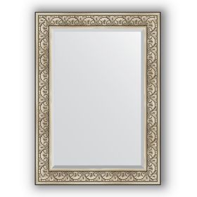 Зеркало с фацетом в багетной раме - барокко серебро 106 мм, 80 х 110 см, Evoform