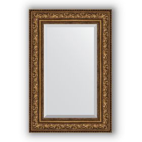 Зеркало с фацетом в багетной раме - виньетка состаренная бронза 109 мм, 60 х 90 см, Evoform