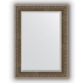 Зеркало с фацетом в багетной раме - вензель серебряный 101 мм, 79 х 109 см, Evoform
