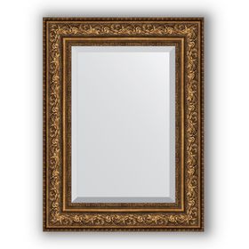 Зеркало с фацетом в багетной раме - виньетка состаренная бронза 109 мм, 60 х 80 см, Evoform
