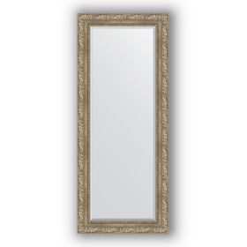 Зеркало с фацетом в багетной раме - виньетка античное серебро 85 мм, 60 х 145 см, Evoform