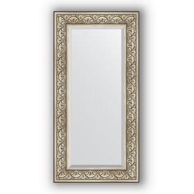 Зеркало с фацетом в багетной раме - барокко серебро 106 мм, 60 х 120 см, Evoform