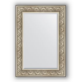 Зеркало с фацетом в багетной раме - барокко серебро 106 мм, 70 х 100 см, Evoform