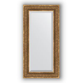 Зеркало с фацетом в багетной раме - вензель бронзовый 101 мм, 59 х 119 см, Evoform