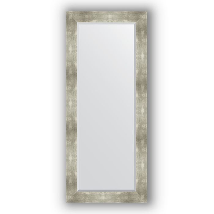 Зеркало с фацетом в багетной раме - алюминий 90 мм, 66 х 156 см, Evoform