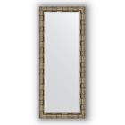 Зеркало с фацетом в багетной раме - серебряный бамбук 73 мм, 63 х 153 см, Evoform - фото 306897764