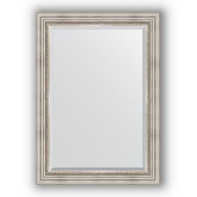 Зеркало с фацетом в багетной раме - римское серебро 88 мм, 76 х 106 см, Evoform
