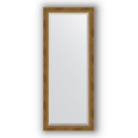 Зеркало с фацетом в багетной раме - состаренное бронза с плетением 70 мм, 63 х 153 см, Evoform