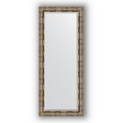 Зеркало с фацетом в багетной раме - серебряный бамбук 73 мм, 58 х 143 см, Evoform - фото 306897797