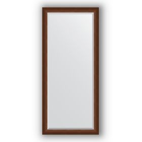 Зеркало с фацетом в багетной раме - орех 65 мм, 72 х 162 см, Evoform