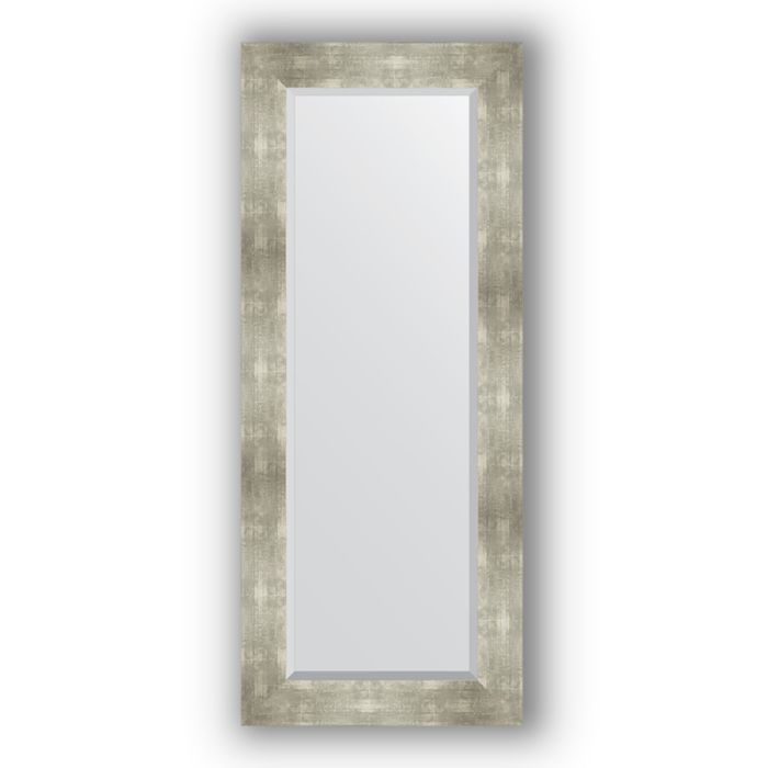 Зеркало с фацетом в багетной раме - алюминий 90 мм, 56 х 136 см, Evoform