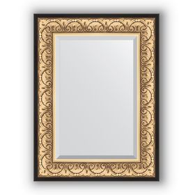 Зеркало с фацетом в багетной раме - барокко золото 106 мм, 60 х 80 см, Evoform