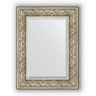 Зеркало с фацетом в багетной раме - барокко серебро 106 мм, 60 х 80 см, Evoform - фото 6051102