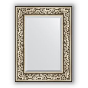 Зеркало с фацетом в багетной раме - барокко серебро 106 мм, 60 х 80 см, Evoform