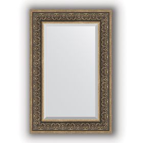 Зеркало с фацетом в багетной раме - вензель серебряный 101 мм, 59 х 89 см, Evoform