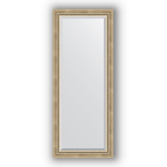 Зеркало с фацетом в багетной раме - состаренное серебро с плетением 70 мм, 58 х 143 см, Evoform