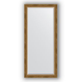 Зеркало с фацетом в багетной раме - состаренное бронза с плетением 70 мм, 73 х 163 см, Evoform