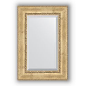 Зеркало с фацетом в багетной раме - состаренное серебро с орнаментом 120 мм, 62 х 92 см, Evoform