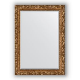 Зеркало с фацетом в багетной раме - виньетка бронзовая 85 мм, 75 х 105 см, Evoform