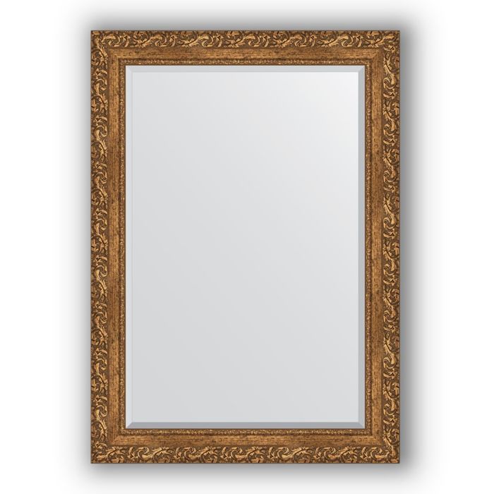 Зеркало с фацетом в багетной раме - виньетка бронзовая 85 мм, 75 х 105 см, Evoform