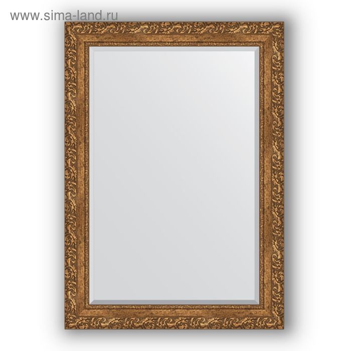 Зеркало с фацетом в багетной раме - виньетка бронзовая 85 мм, 75 х 105 см, Evoform - Фото 1