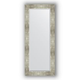 Зеркало с фацетом в багетной раме - алюминий 90 мм, 61 х 146 см, Evoform