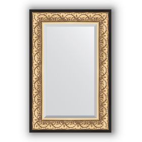 Зеркало с фацетом в багетной раме - барокко золото 106 мм, 60 х 90 см, Evoform