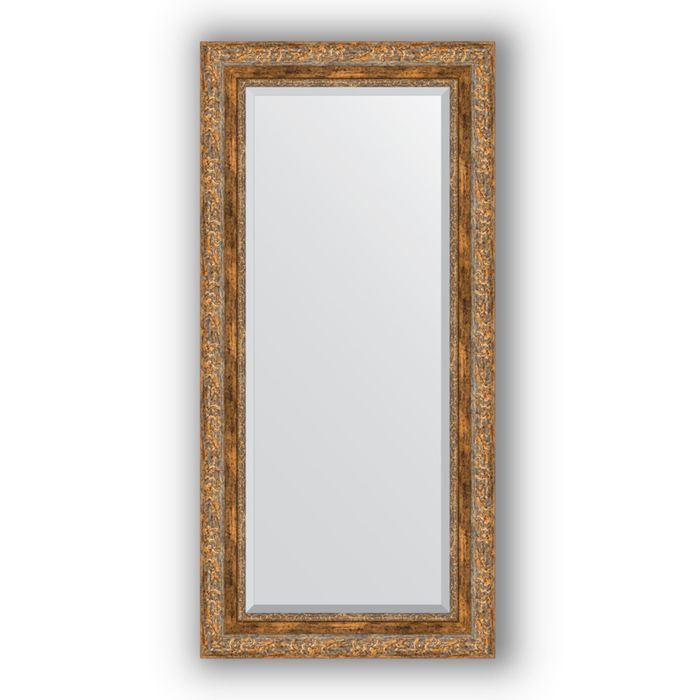 Зеркало с фацетом в багетной раме - виньетка античная бронза 85 мм, 55 х 115 см, Evoform