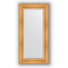 Зеркало с фацетом в багетной раме - травленое золото 99 мм, 59 х 119 см, Evoform - фото 6051178