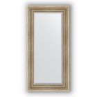 Зеркало с фацетом в багетной раме - серебряный акведук 93 мм, 57 х 117 см, Evoform - фото 6051193